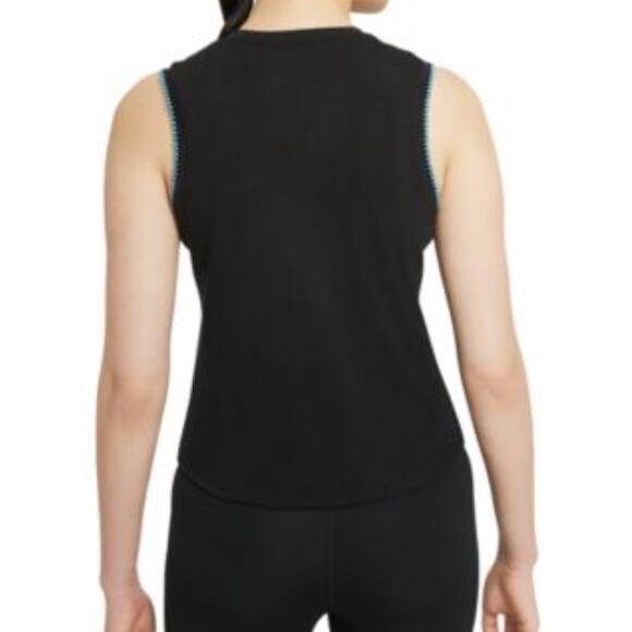NEW Nike Tank Top Yoga Black Crochet Trim Dri-Fit Loose Fit Women's Size Large - Picture 9 of 10